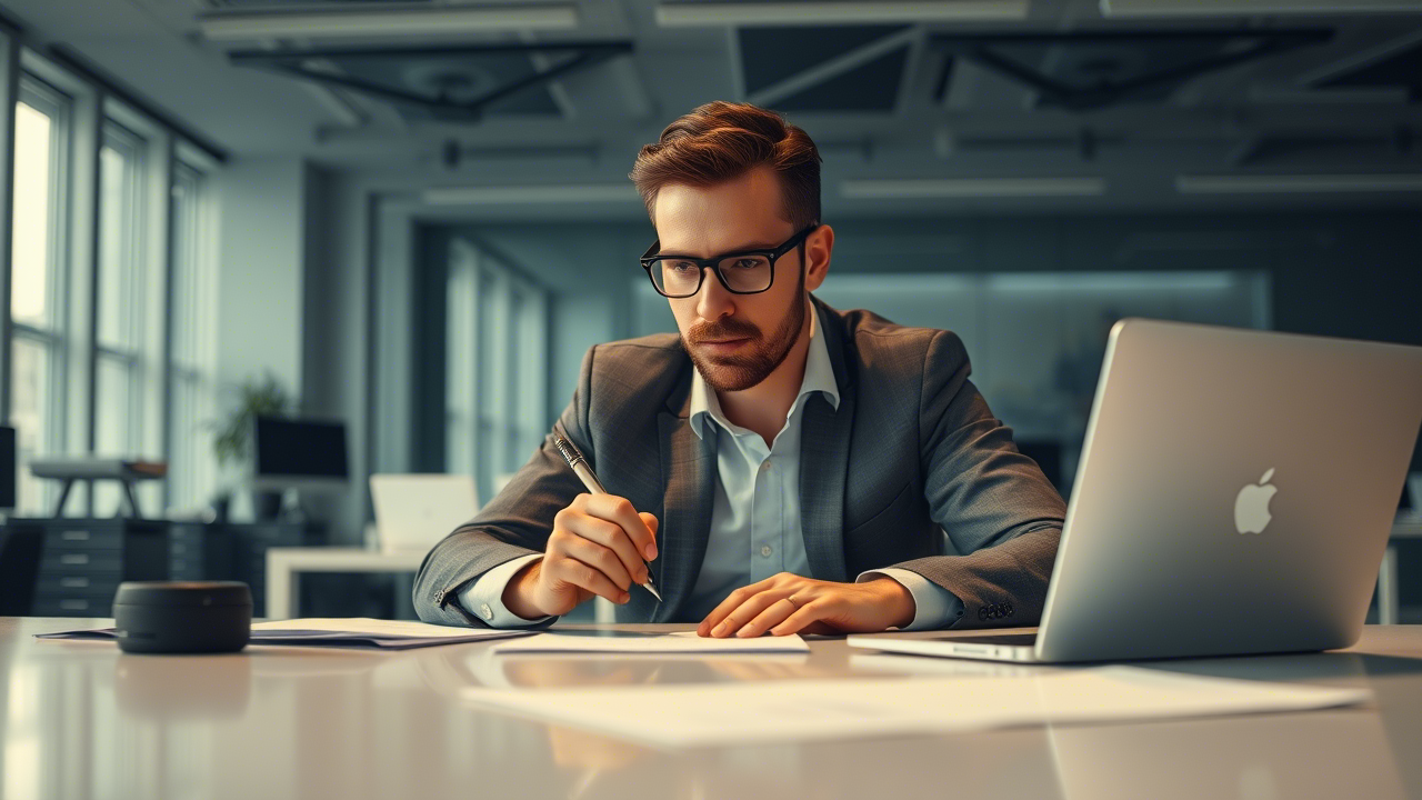Человек с высоким IQ сосредоточен на работе